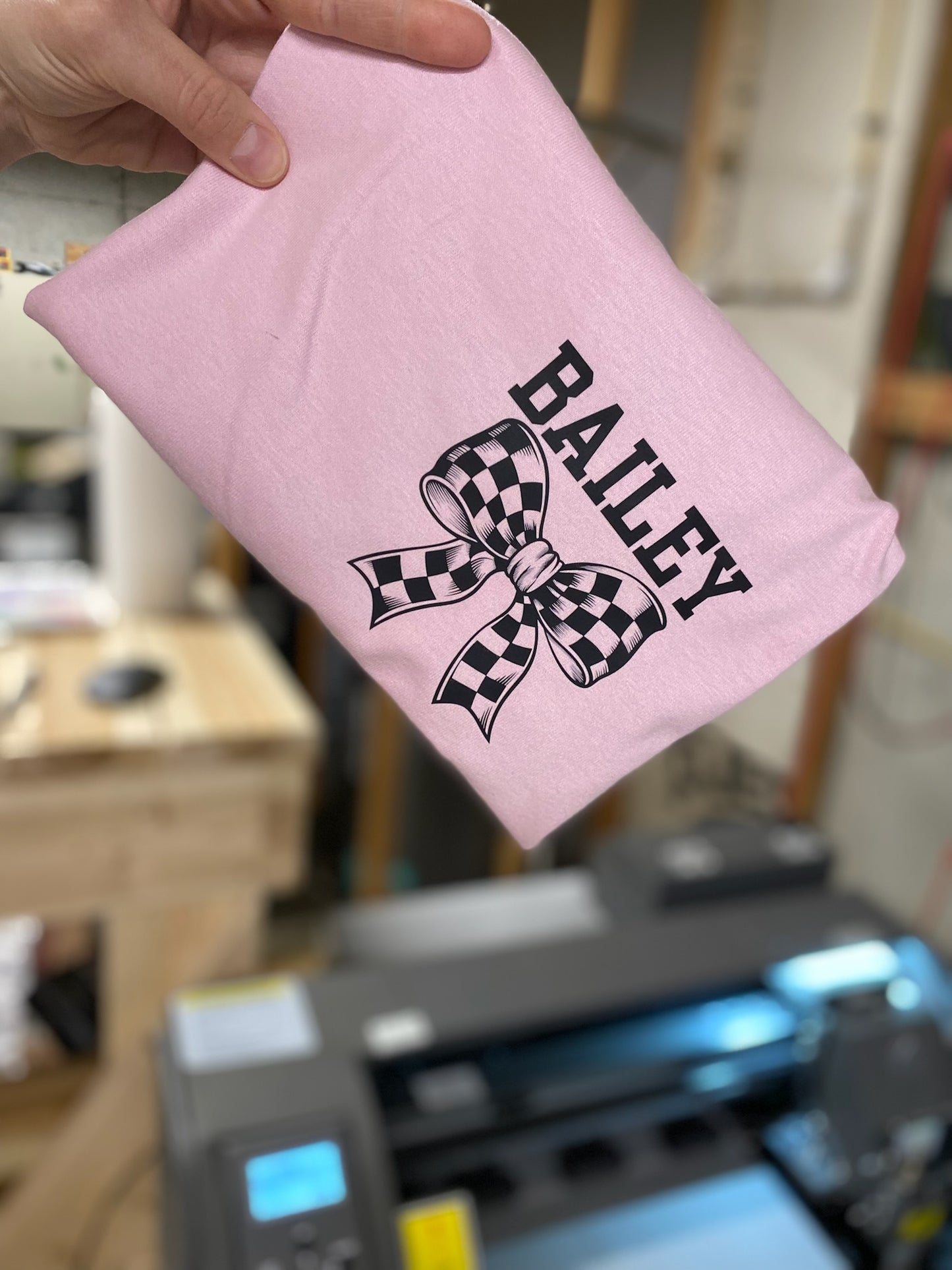 Finish Line Bow-front and back