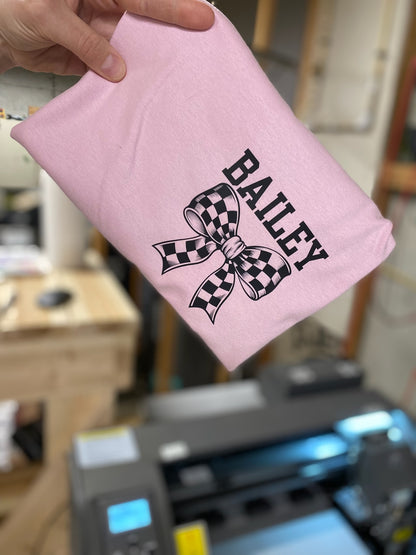 Finish Line Bow-front and back